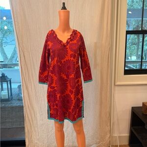 Boden Red and Blue Floral Swim Coverup Tunic